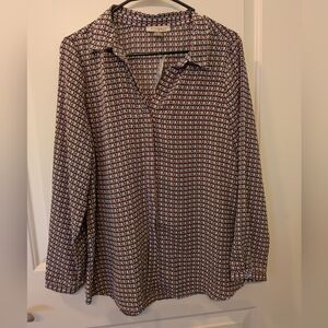 Roz & Ali Geometric Pattern Blouse Medium NWT
